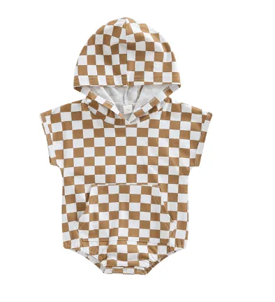 Boys Oversized Skater Romper - Checkerboard Print