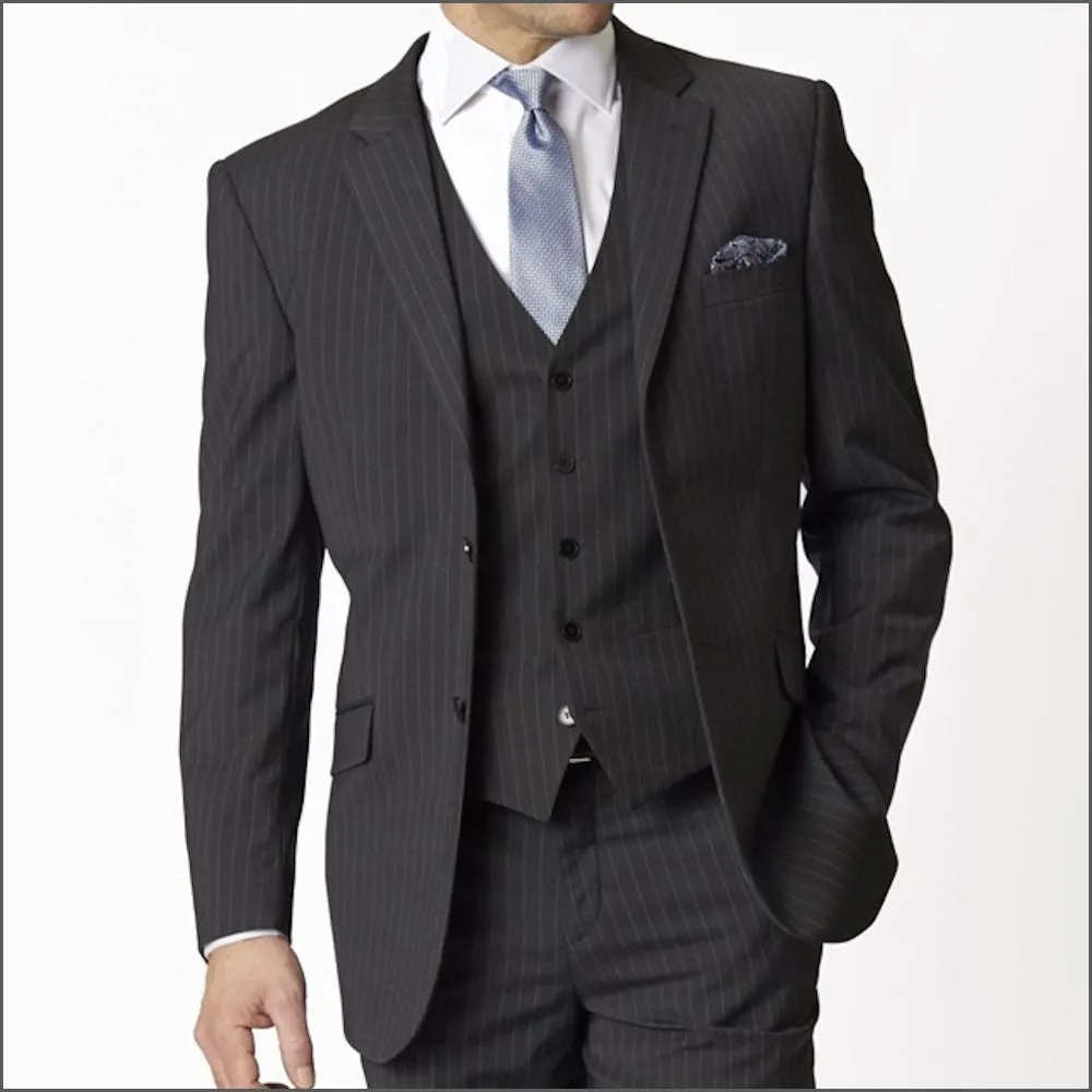 Brook Taverner Avalino Charcoal Pinstripe Suit--