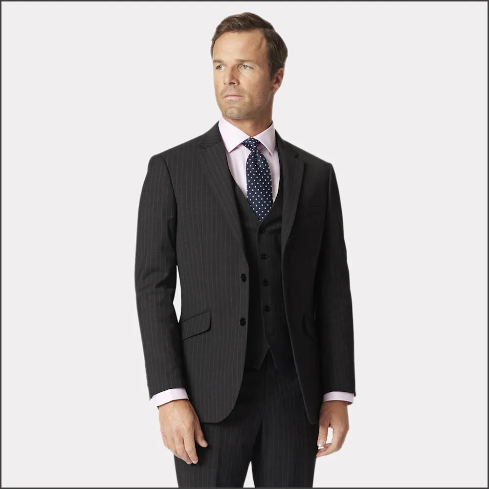 Brook Taverner Avalino Charcoal Pinstripe Suit--