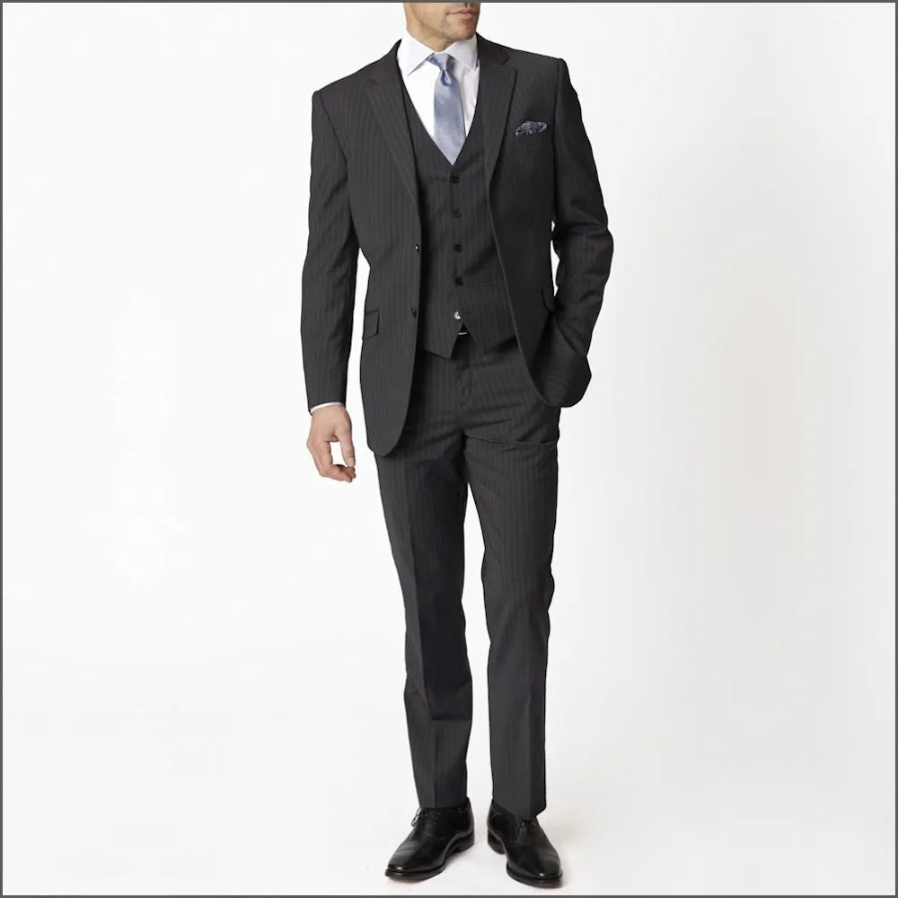 Brook Taverner Avalino Charcoal Pinstripe Suit--