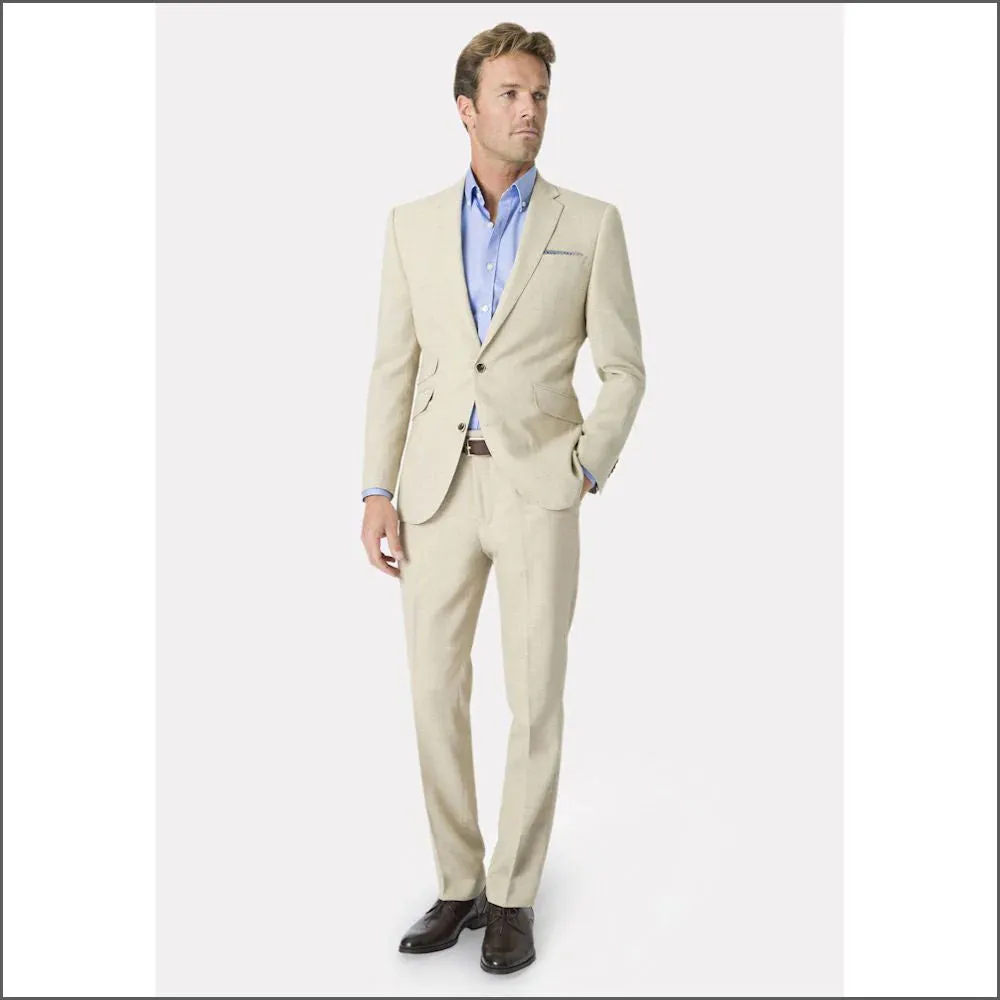 Brook Taverner Constable Tailored Fit Natural Linen Mix 2 Piece Suit--