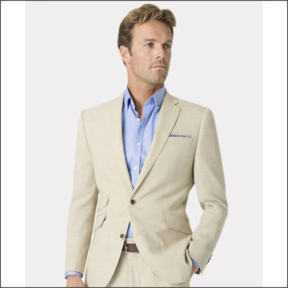 Brook Taverner Constable Tailored Fit Natural Linen Mix 2 Piece Suit--