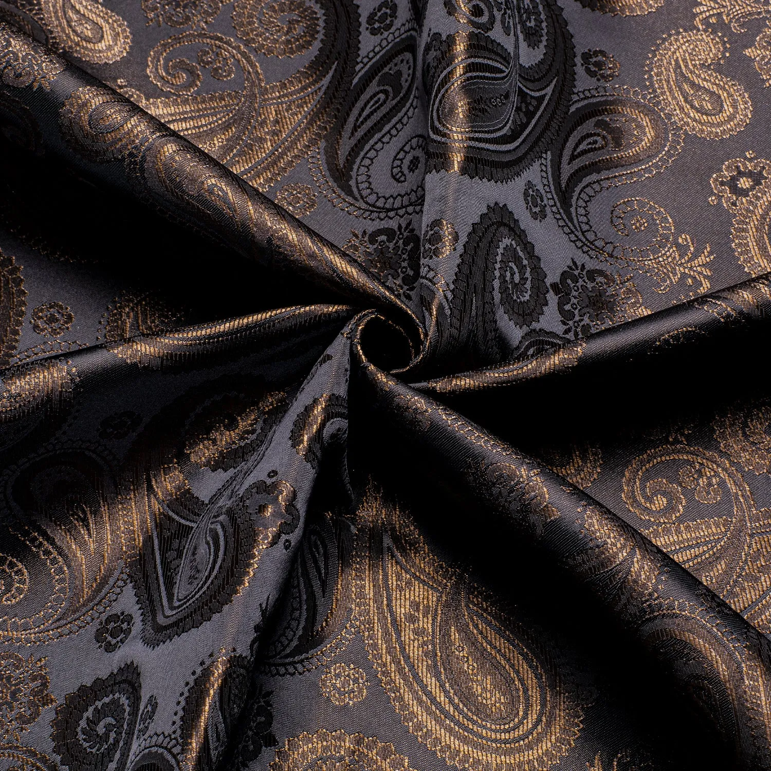 Brown Black Paisley Silk Men's Short Sleeve Shirt