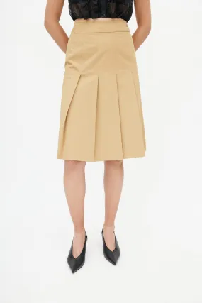 Brown Nylon Pleated Skirt