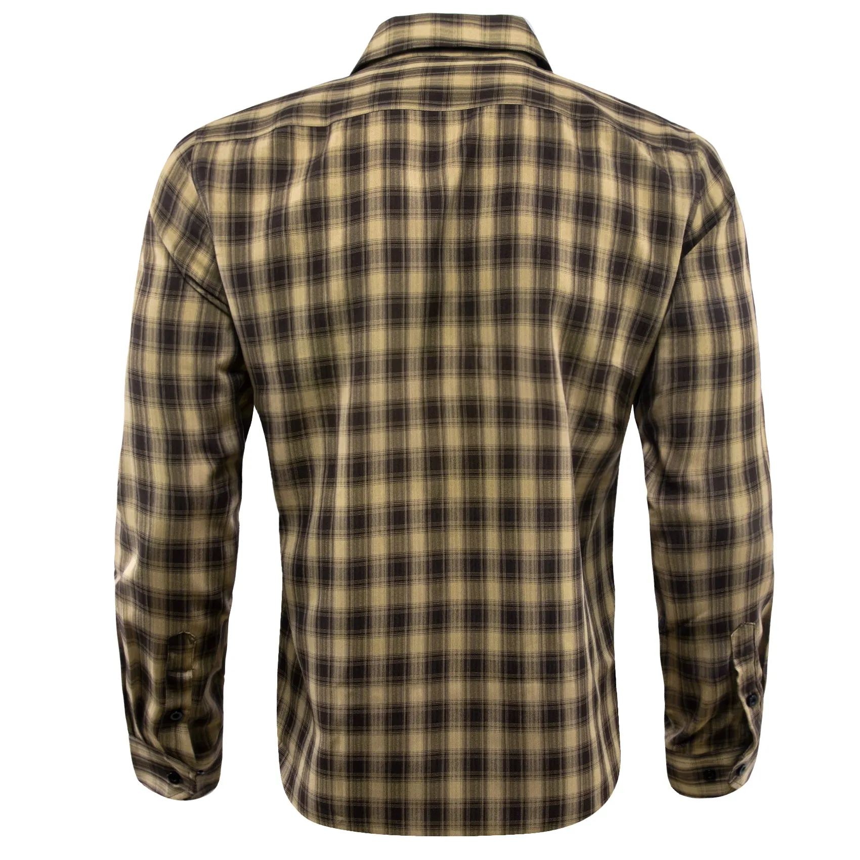 Brown Plaid Men's Long Sleeve Work Shirt