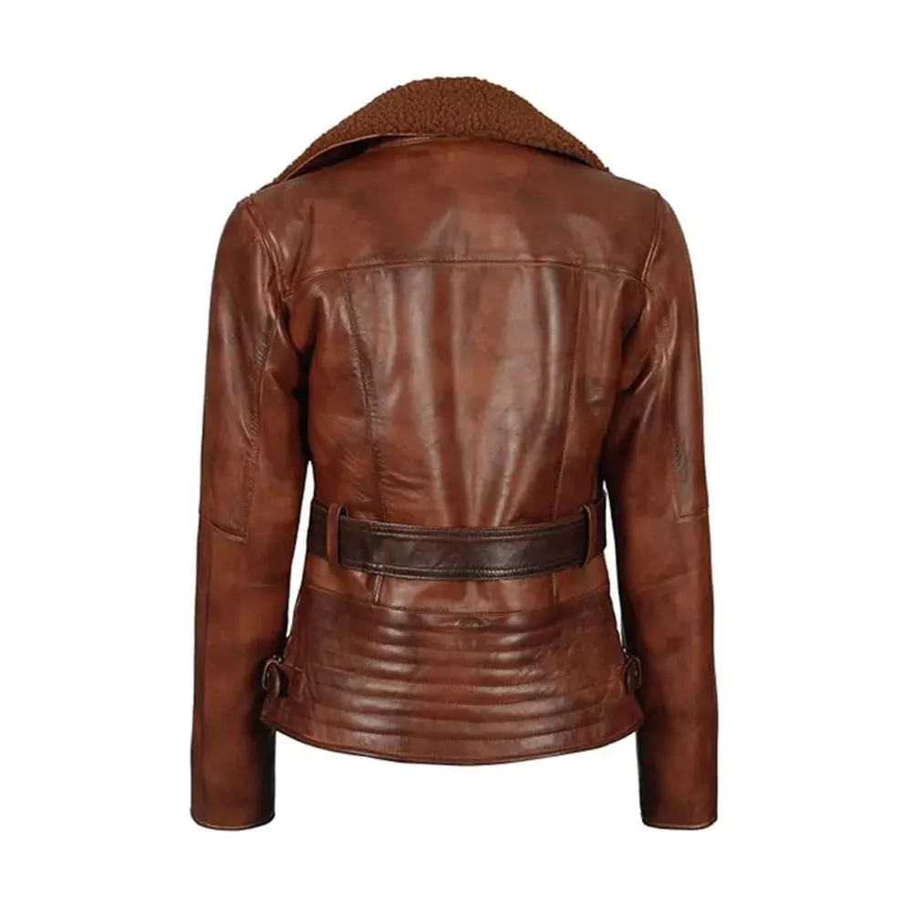 Brown Sherpa Leather Jacket