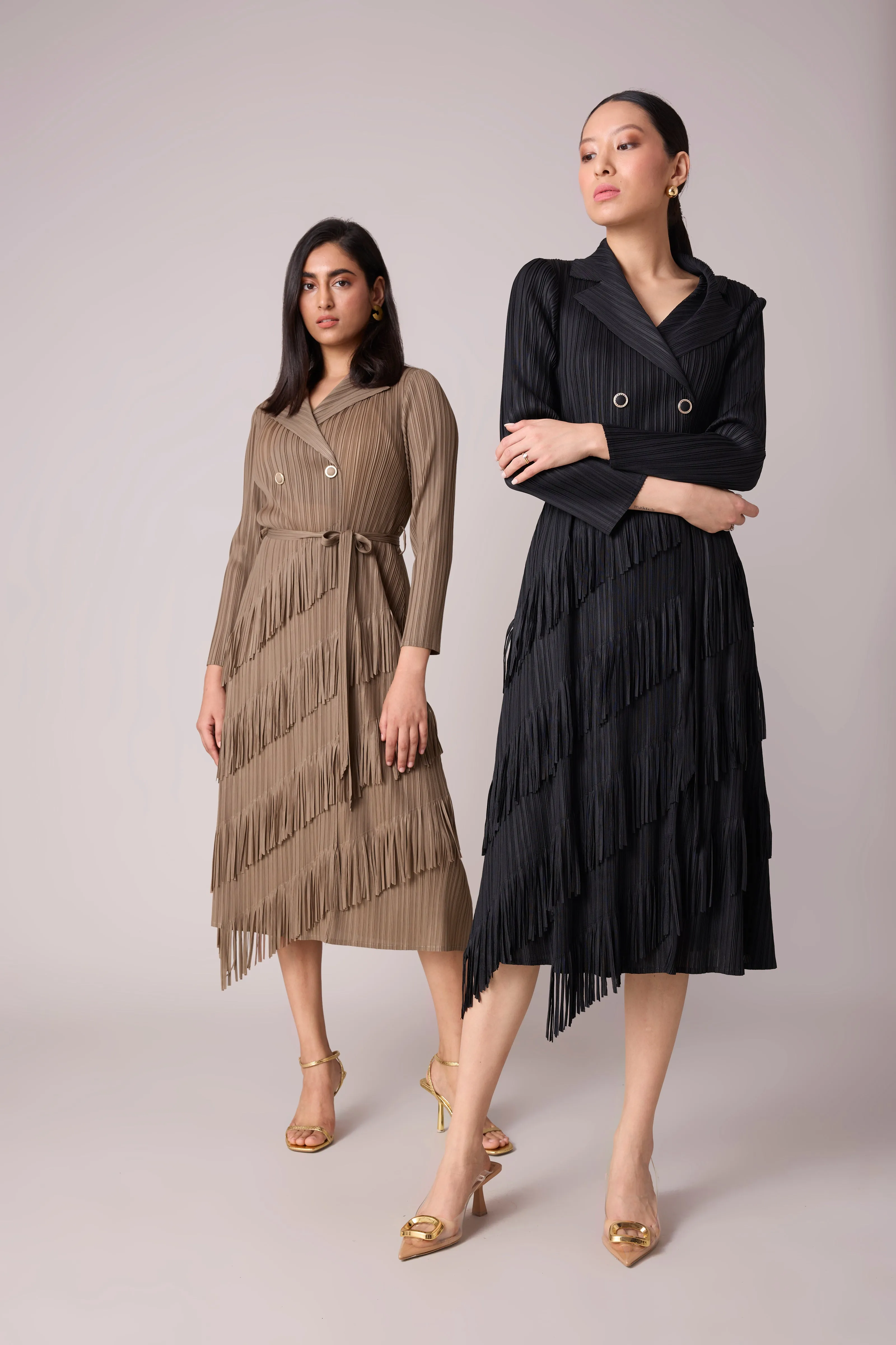 Camren Fringe Dress - Taupe