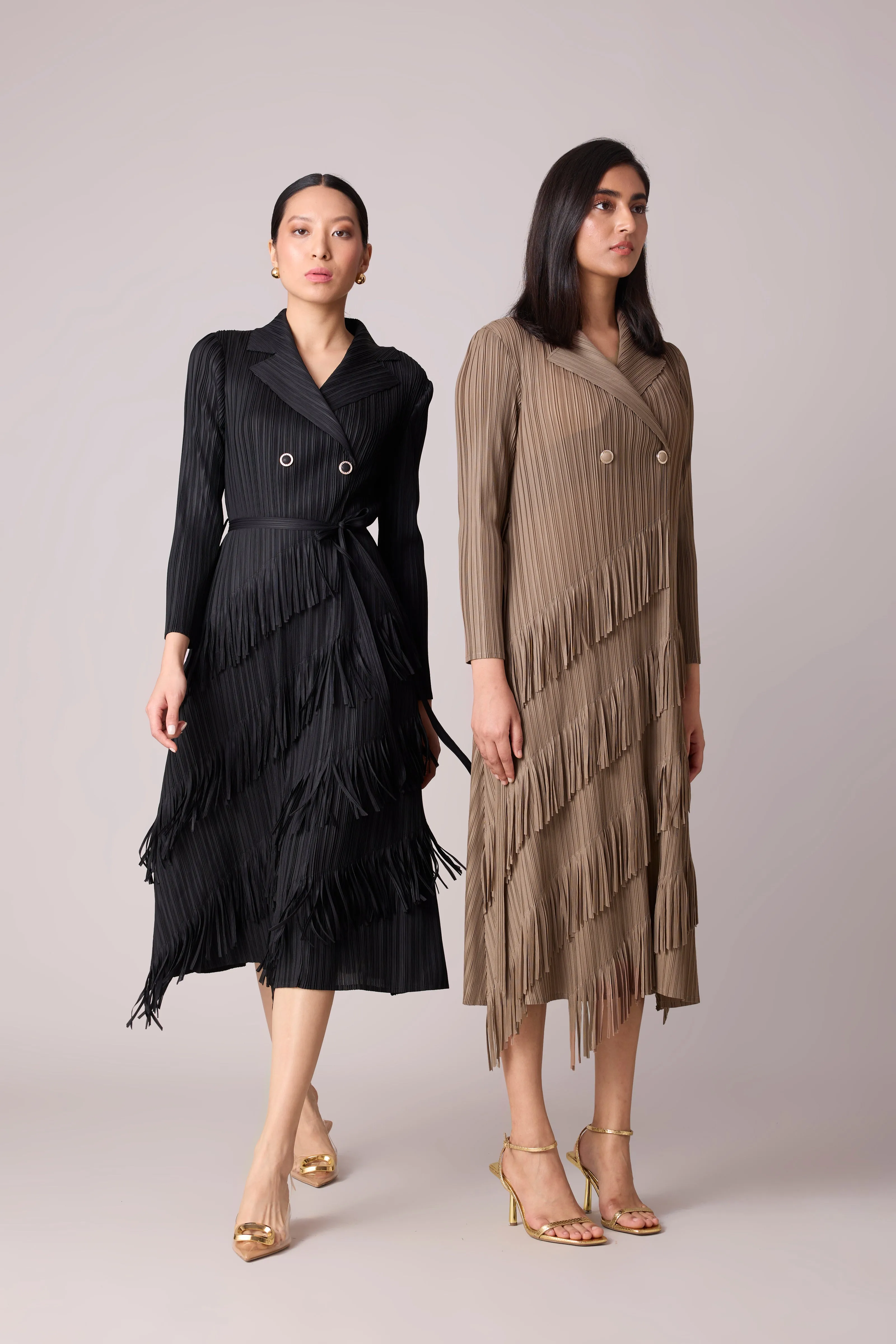 Camren Fringe Dress - Taupe