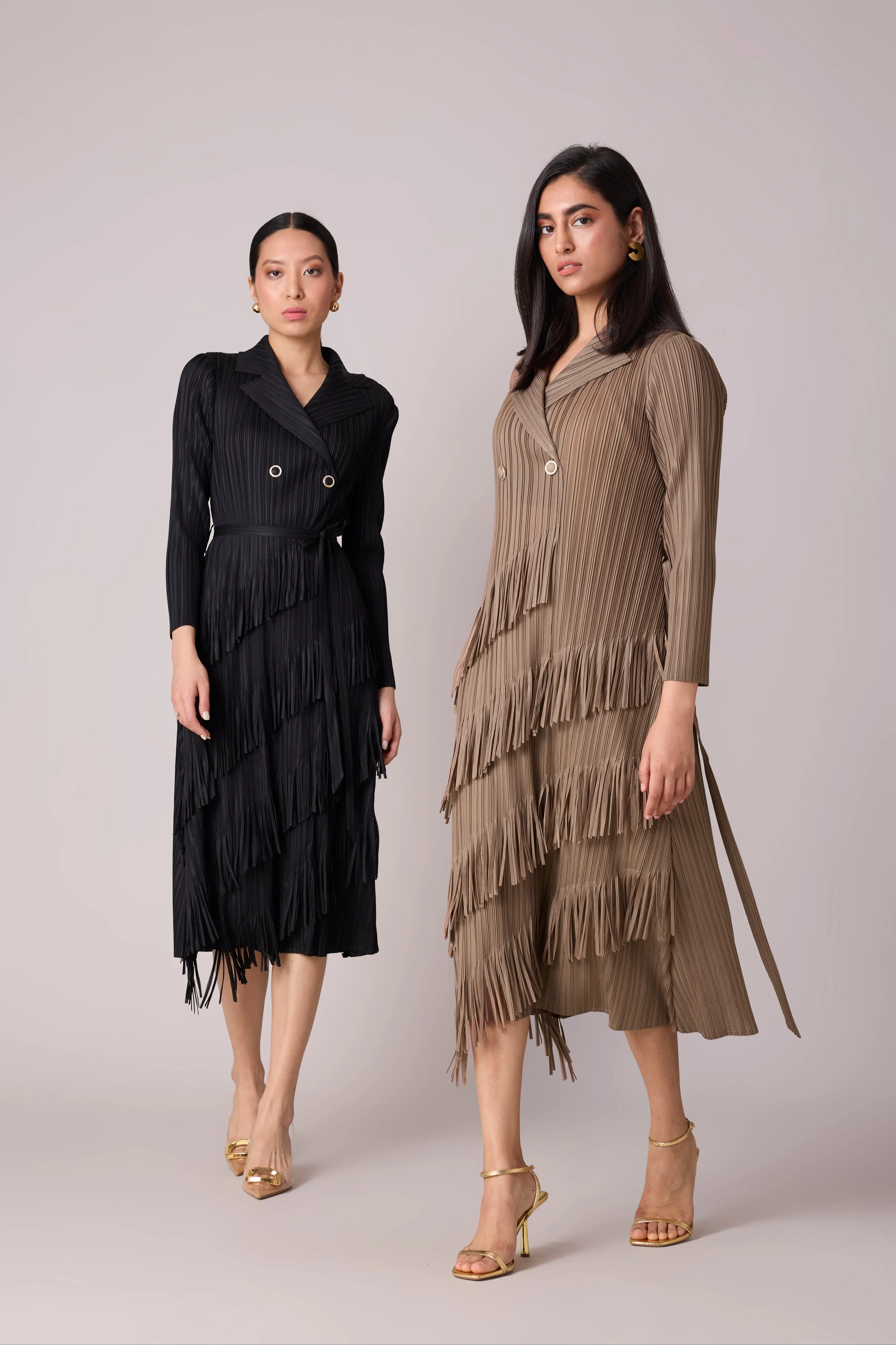 Camren Fringe Dress - Taupe