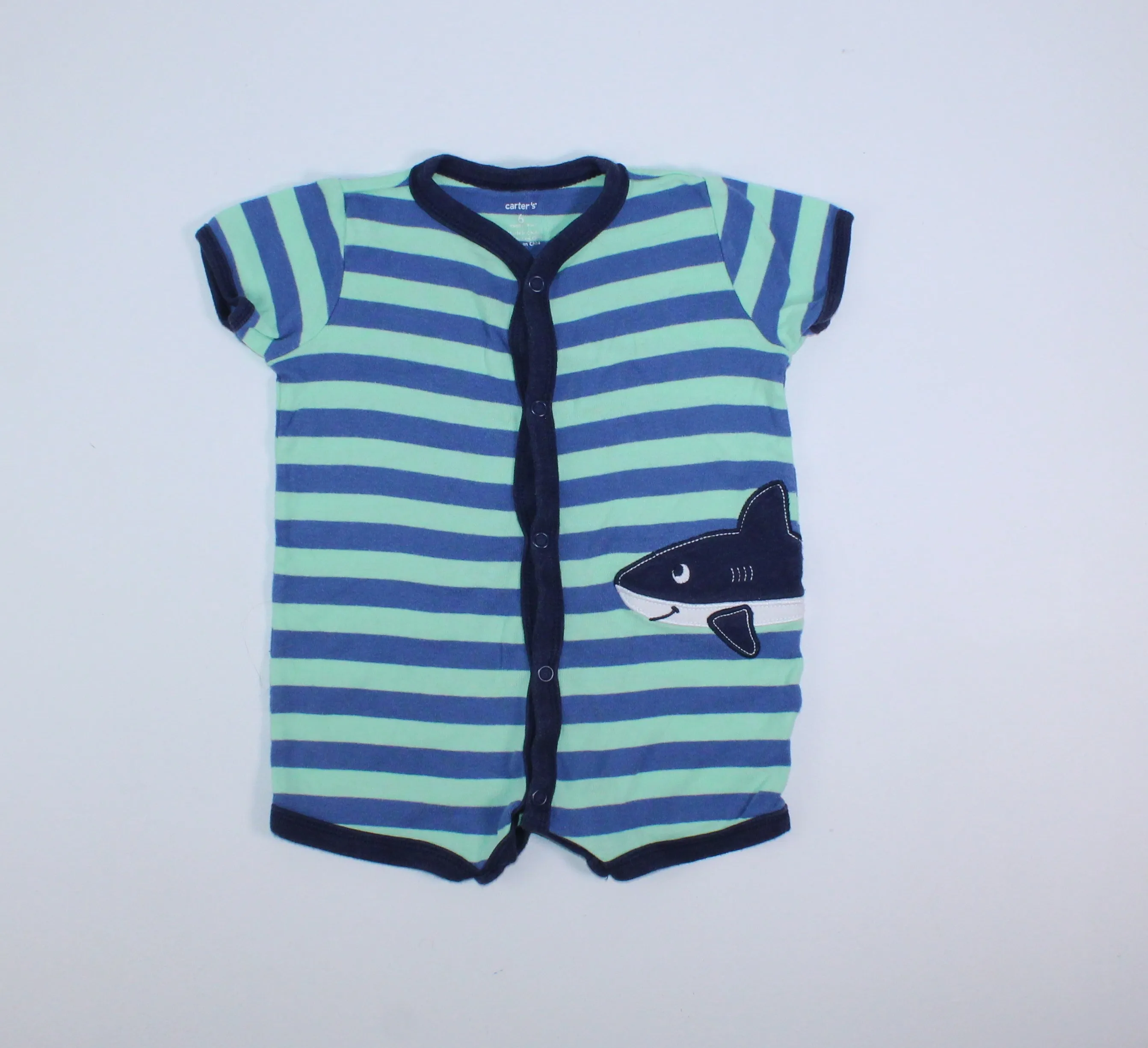 CARTERS SHARK ROMPER 6M PRE-LOVED