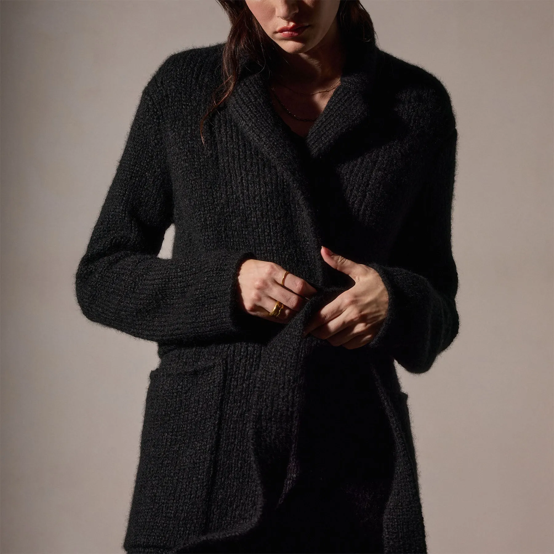 Cashmere Double Breasted Coat - Black