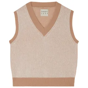 Cashmere Plated Rib Tank in Camel and Cream