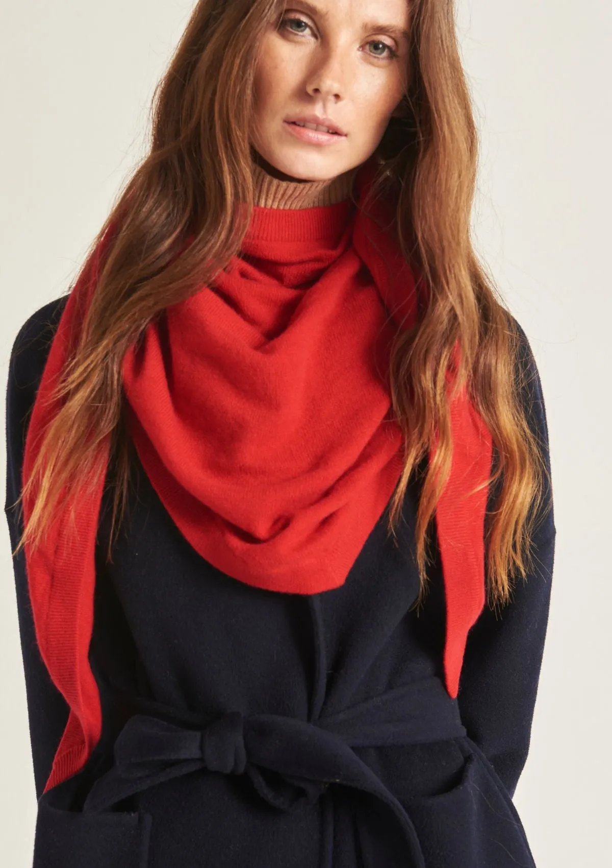 Cashmere Triangle Scarf in Postbox Red