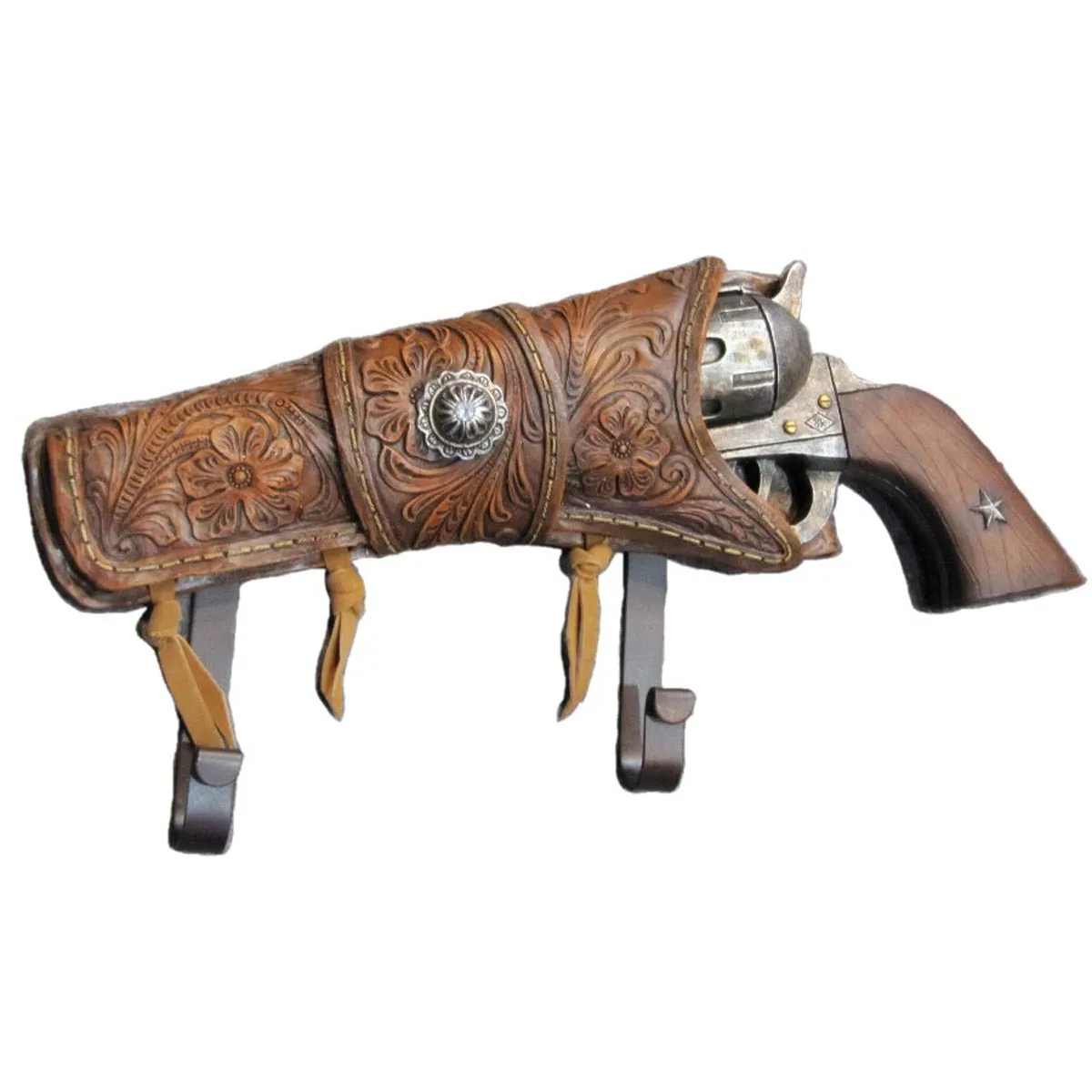 Cast Iron Western Cowboy Gun Hat, Coat, Towel Hook