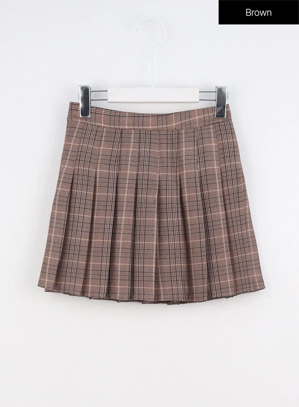 Check Pleated Mini Skirt IO317