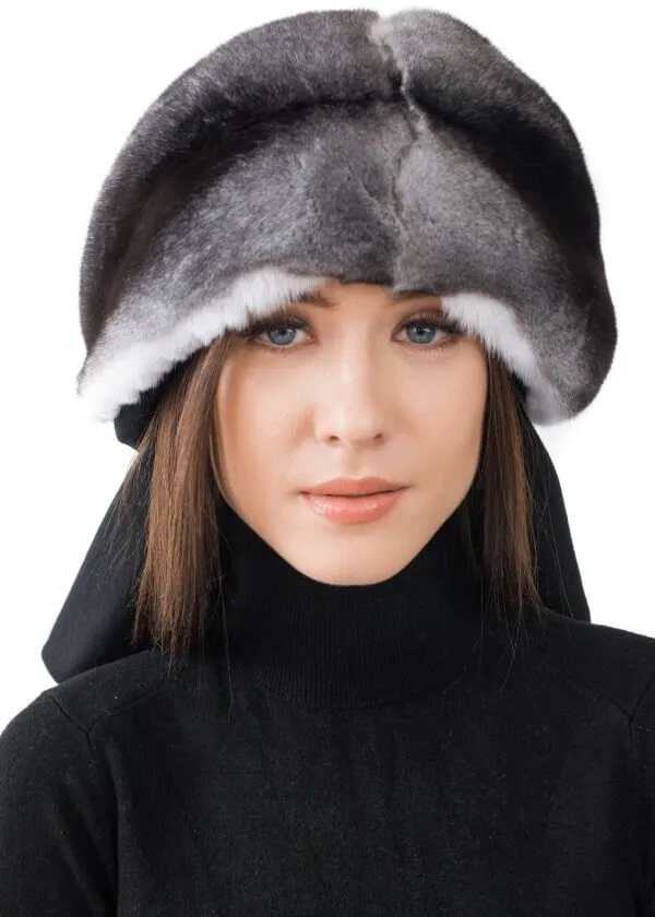 Chinchilla Fur Trimmed Headscarf