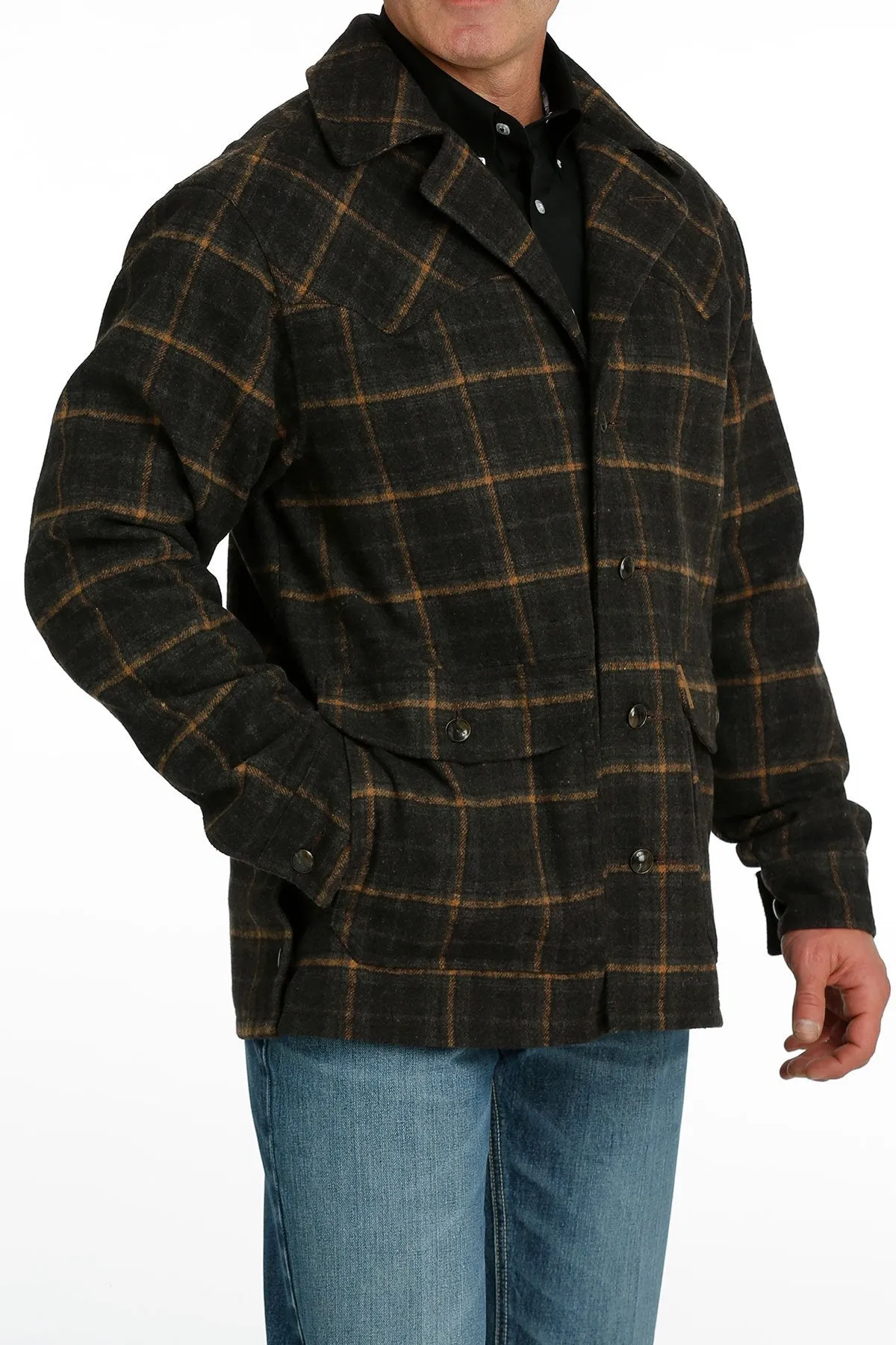 Cinch Men's Brown Plaid Ranch Coat