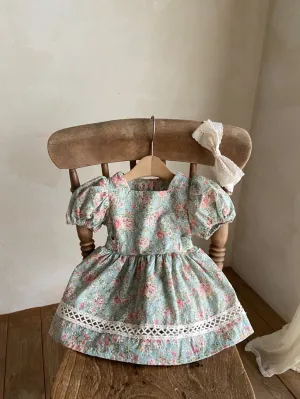 Clara Dress Romper_Mint Floral