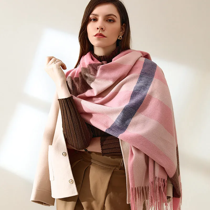 Classic British Plaid  Cashmere Feel Winter Scarf Wrap Super Soft for Women