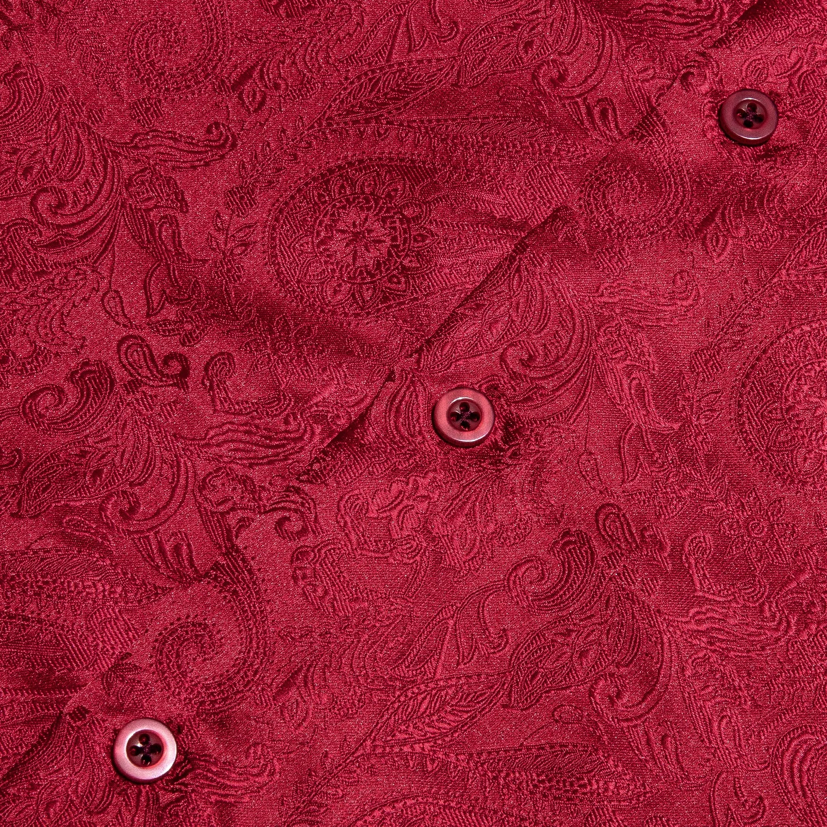 Classic Red Paisley Silk Men's Long Sleeve Shirt