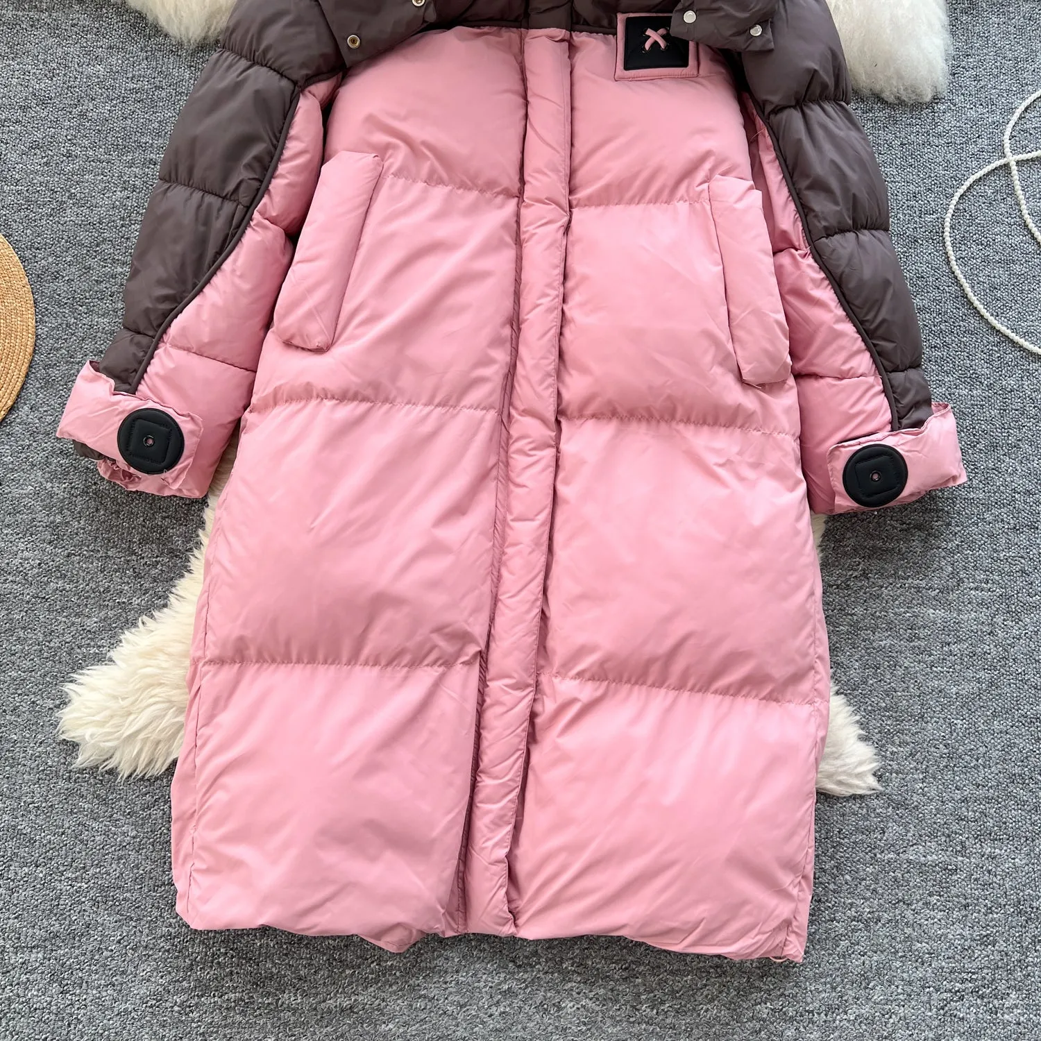 Color Blocking Thermal Padded Coat