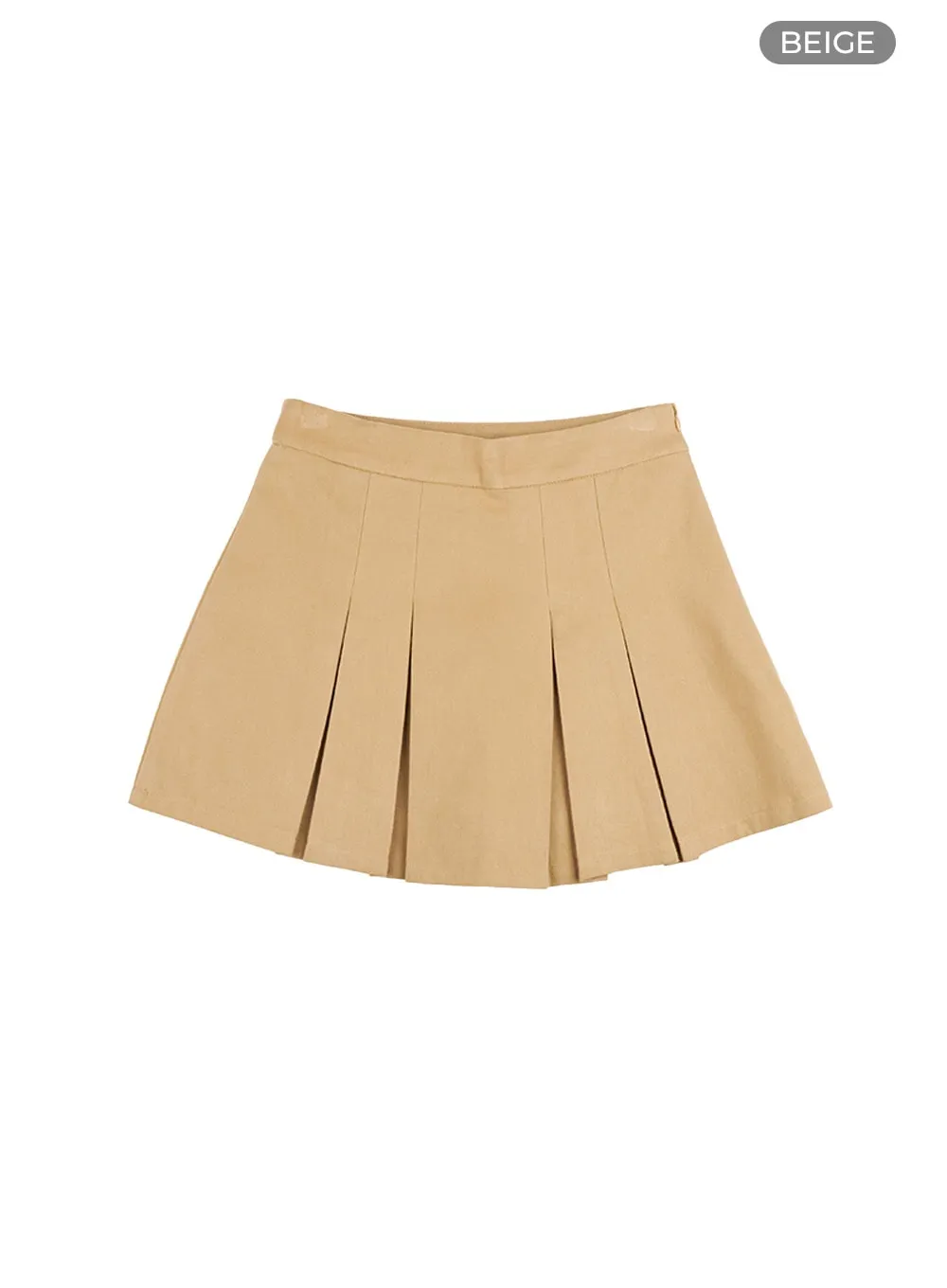 Cotton Pleated Solid Mini Skirt IS427