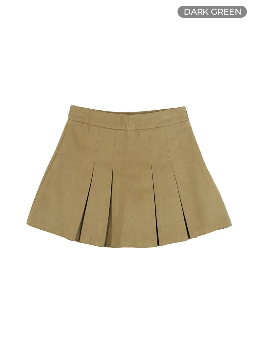 Cotton Pleated Solid Mini Skirt IS427