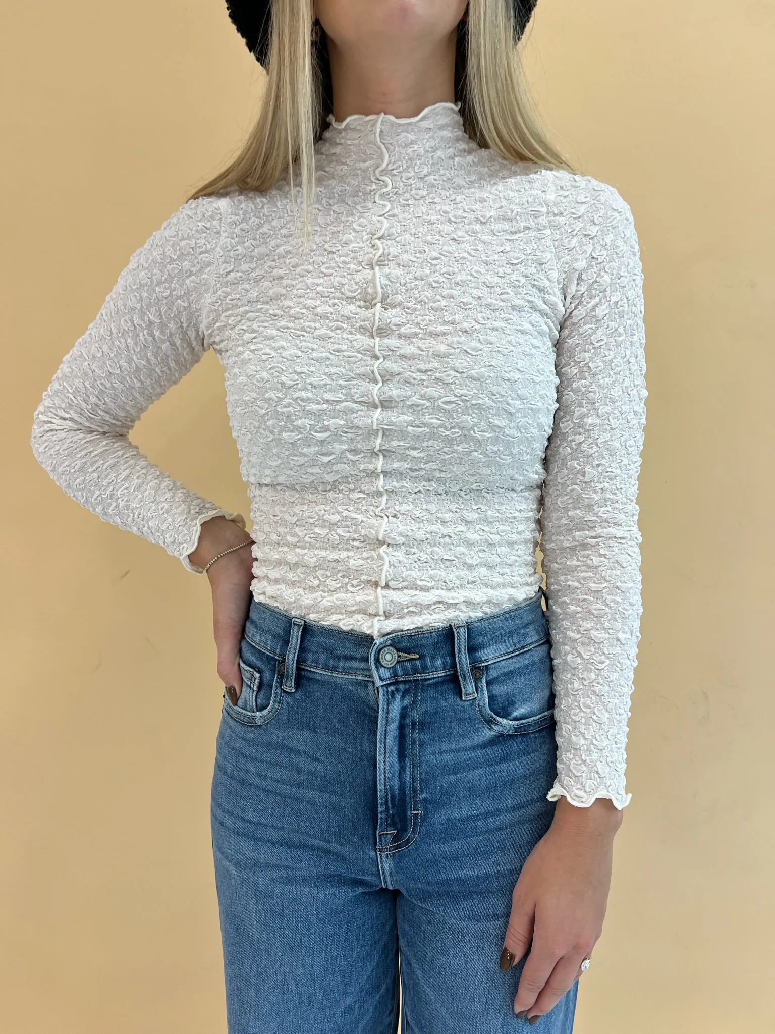 Crinkle Turtleneck Top