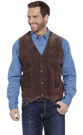 Cripple Creek Mens Suede Leather Snap Western Vest ML3061-21 Chocolate