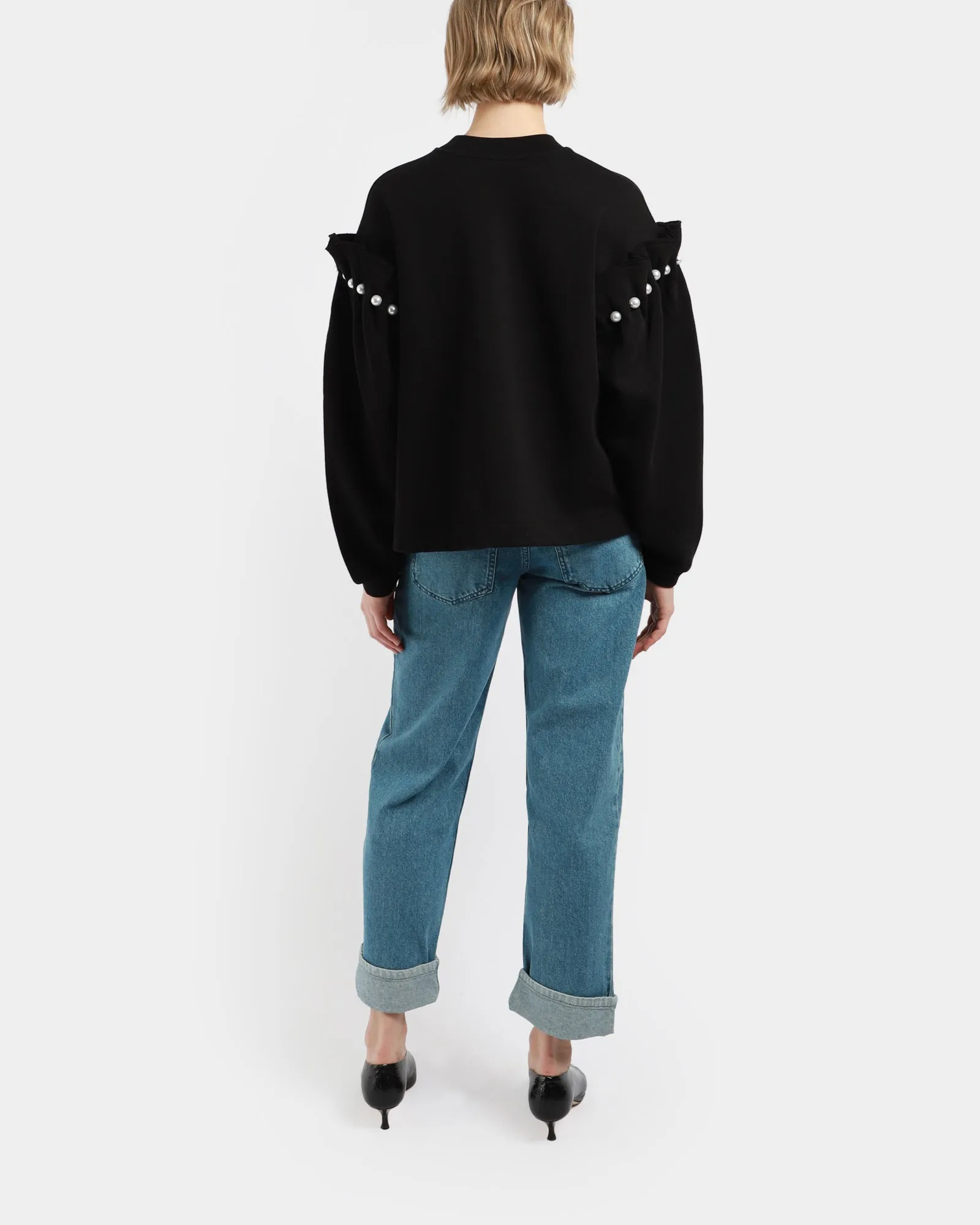 Cropped Faux Pearl Jumper