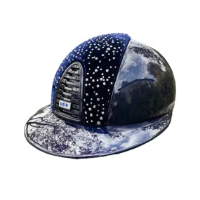 Custom KEP Cromo 2.0 Helmet - Polish Blue Polo with Blue Velvet Sparkling Rain Front Insert