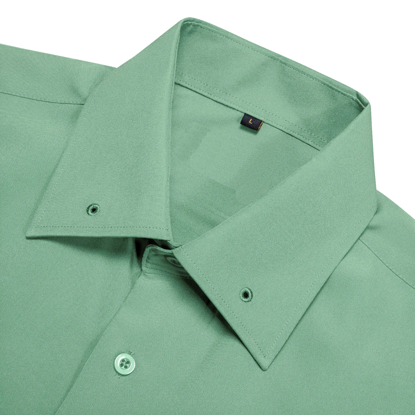 Dark Sea Green Solid Woven Men's Long Sleeve Shirt