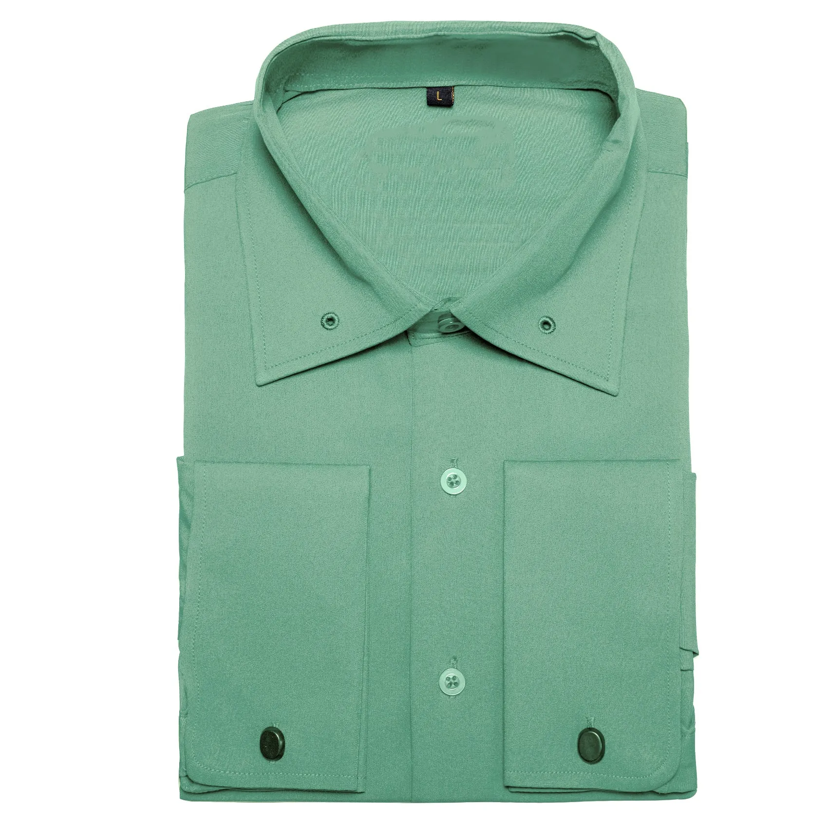 Dark Sea Green Solid Woven Men's Long Sleeve Shirt