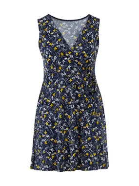 Ditsy Floral Navy Faux-Wrap Dress