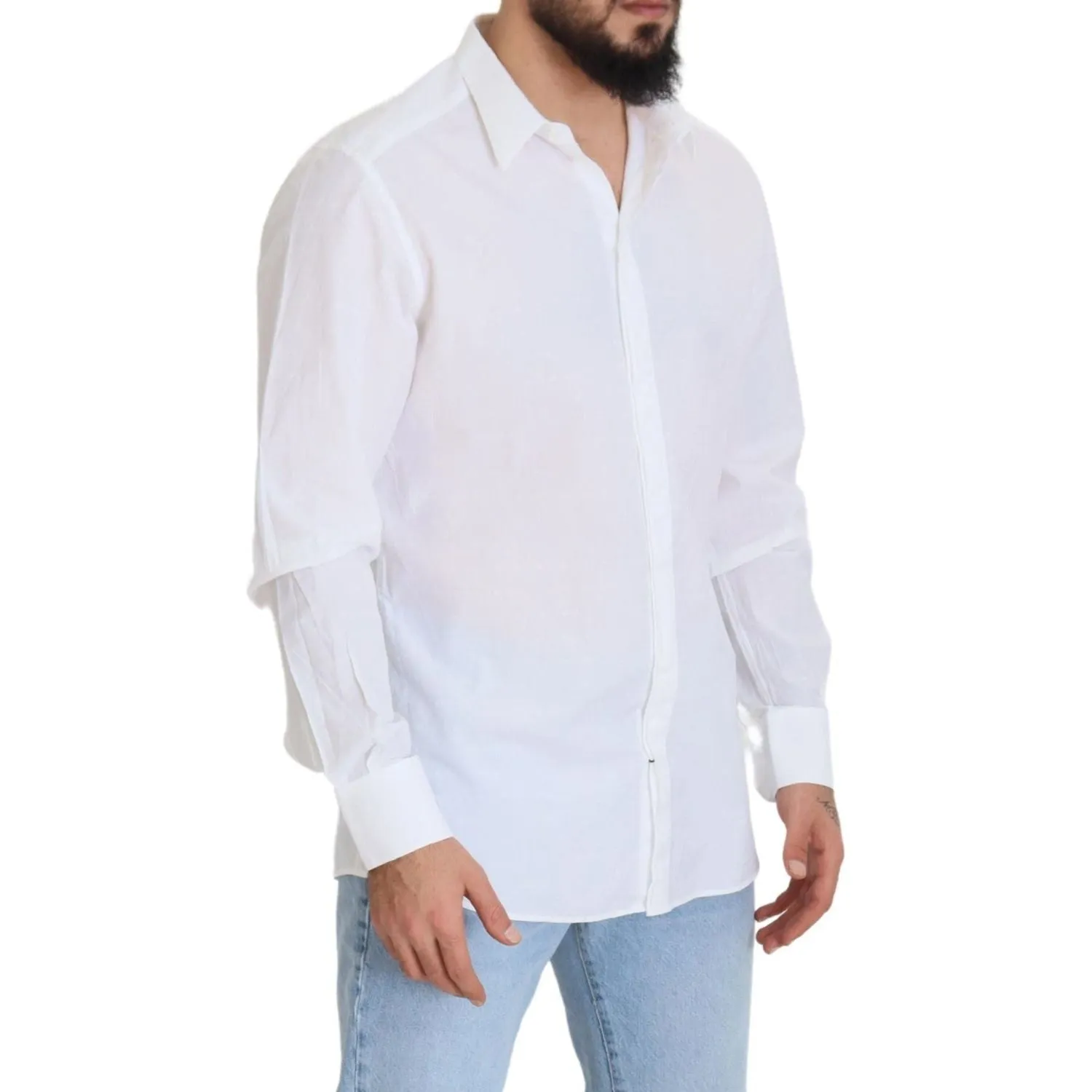 Dolce & Gabbana Elegance Reimagined White Cotton Dress Shirt