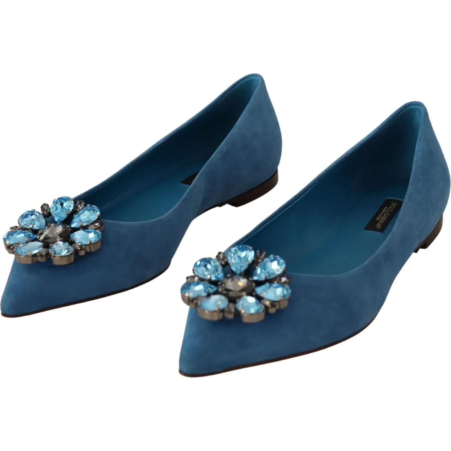 Dolce & Gabbana Elegant Crystal-Embellished Suede Flats