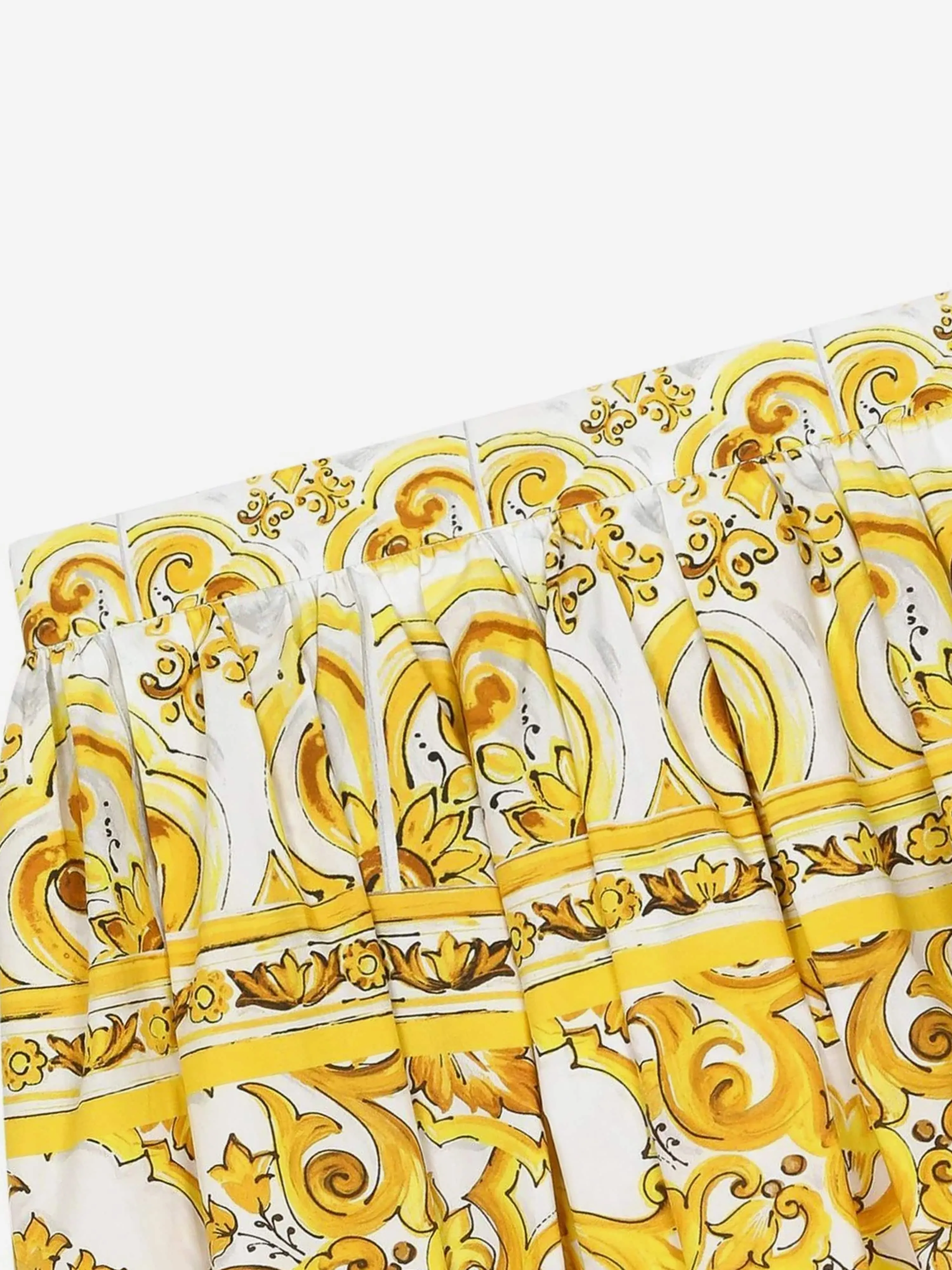 Dolce & Gabbana Girls Maiolica Print Skirt in Yellow