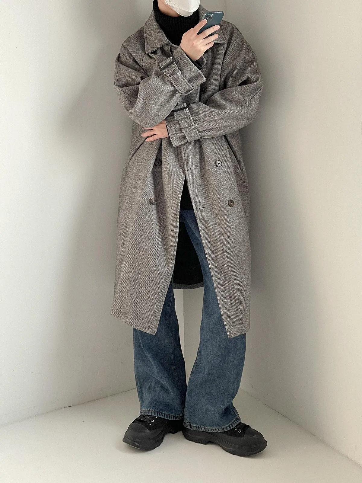 Double Breasted Woolen Trench Coat