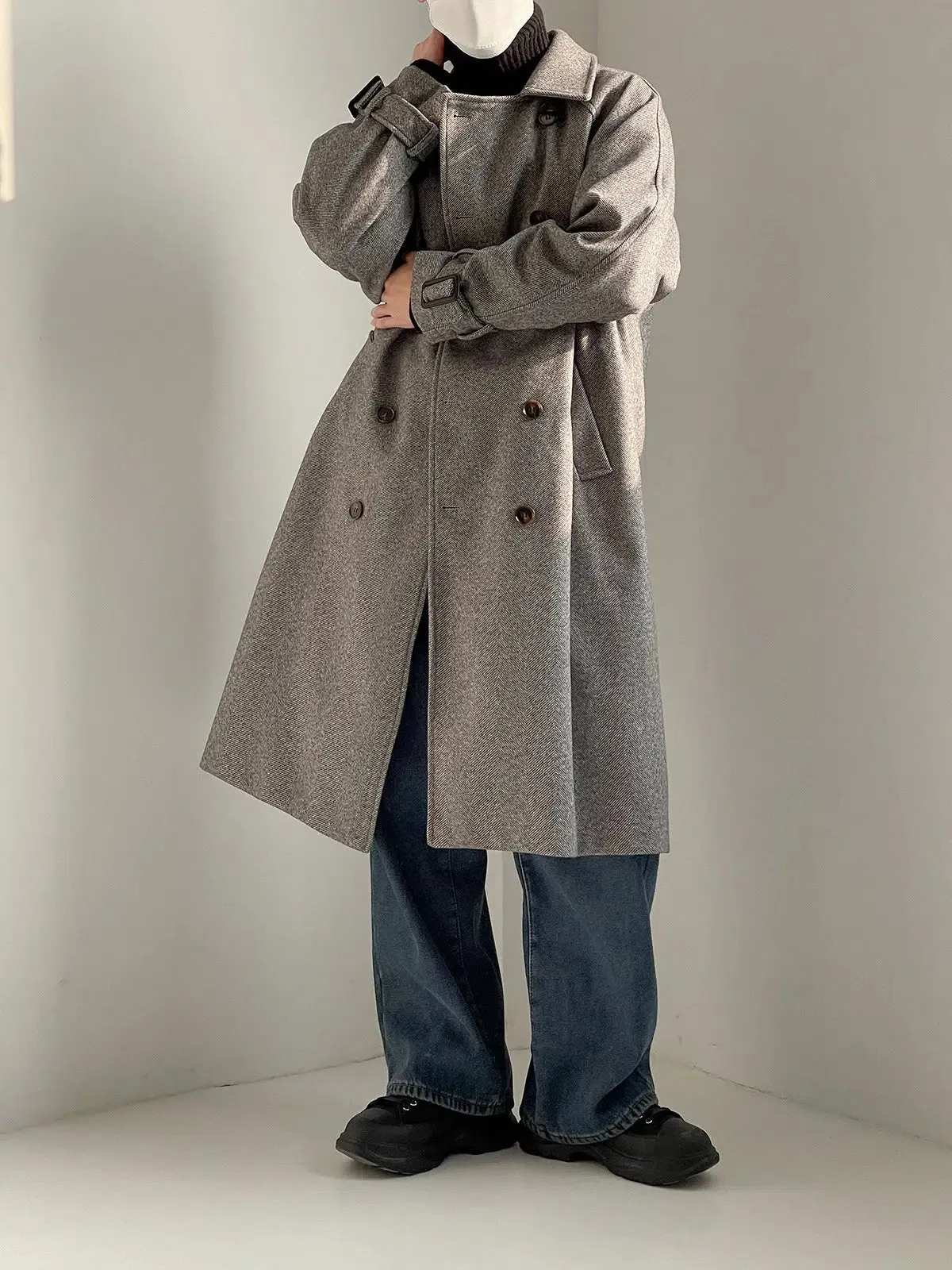 Double Breasted Woolen Trench Coat