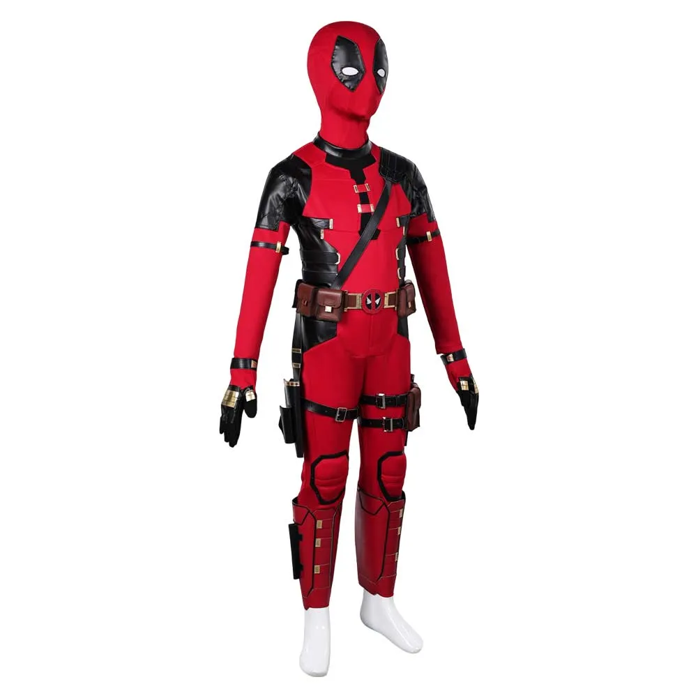 DPool 2024 Wade Wilson Kids Children Red Jumpsuit Party Carnival Halloween Cosplay Costume