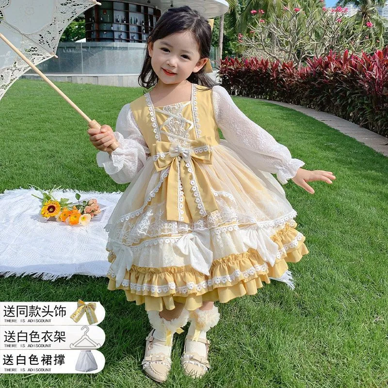 DUNNMALL  Girl Lolita Princess Dress  New Little Girl Autumn Clothing Dress Trendy Sense of Design Medium and Large Children's Dress