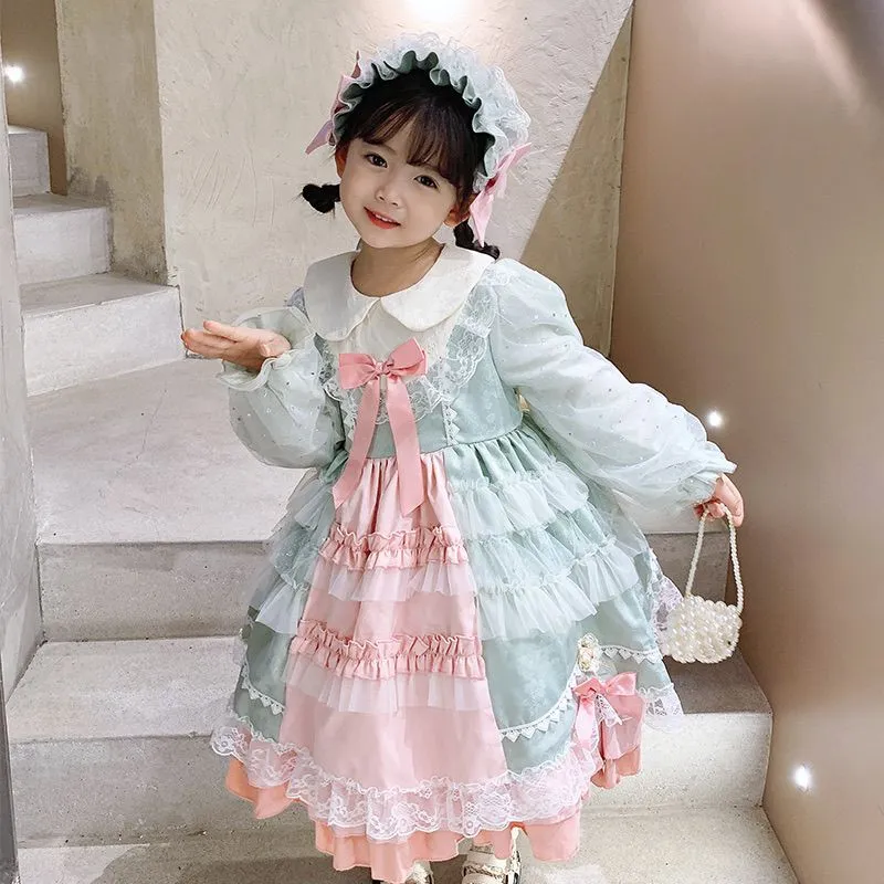 DUNNMALL  Girl Lolita Princess Dress  New Little Girl Autumn Clothing Dress Trendy Sense of Design Medium and Large Children's Dress