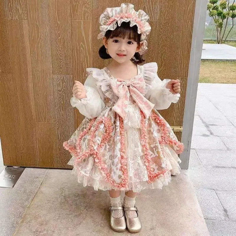 DUNNMALL  Girl Lolita Princess Dress  New Little Girl Autumn Clothing Dress Trendy Sense of Design Medium and Large Children's Dress