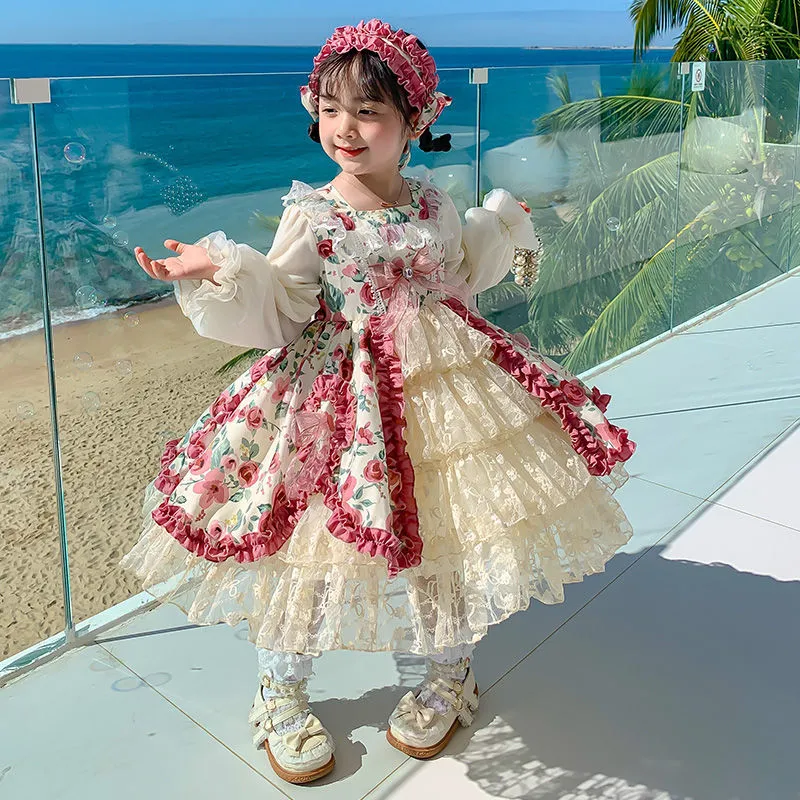 DUNNMALL  Girl Lolita Princess Dress  New Little Girl Autumn Clothing Dress Trendy Sense of Design Medium and Large Children's Dress