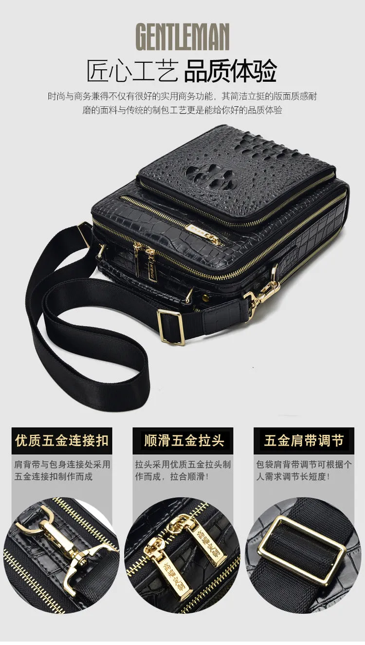 DUNNMALL Thailand Men's Shoulder Bag Alligator Print Handbag Casual Vertical Crossbody Bag High-Grade Large Capacity Business Trendy Men's Bag