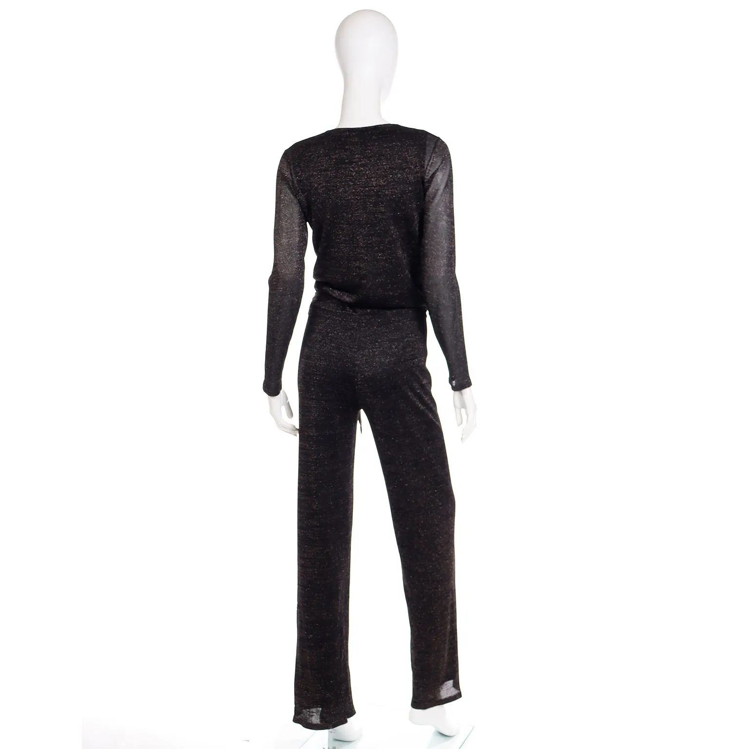 Early 2000s Y2K Vintage Black & Gold Lurex Sparkle Jumpsuit