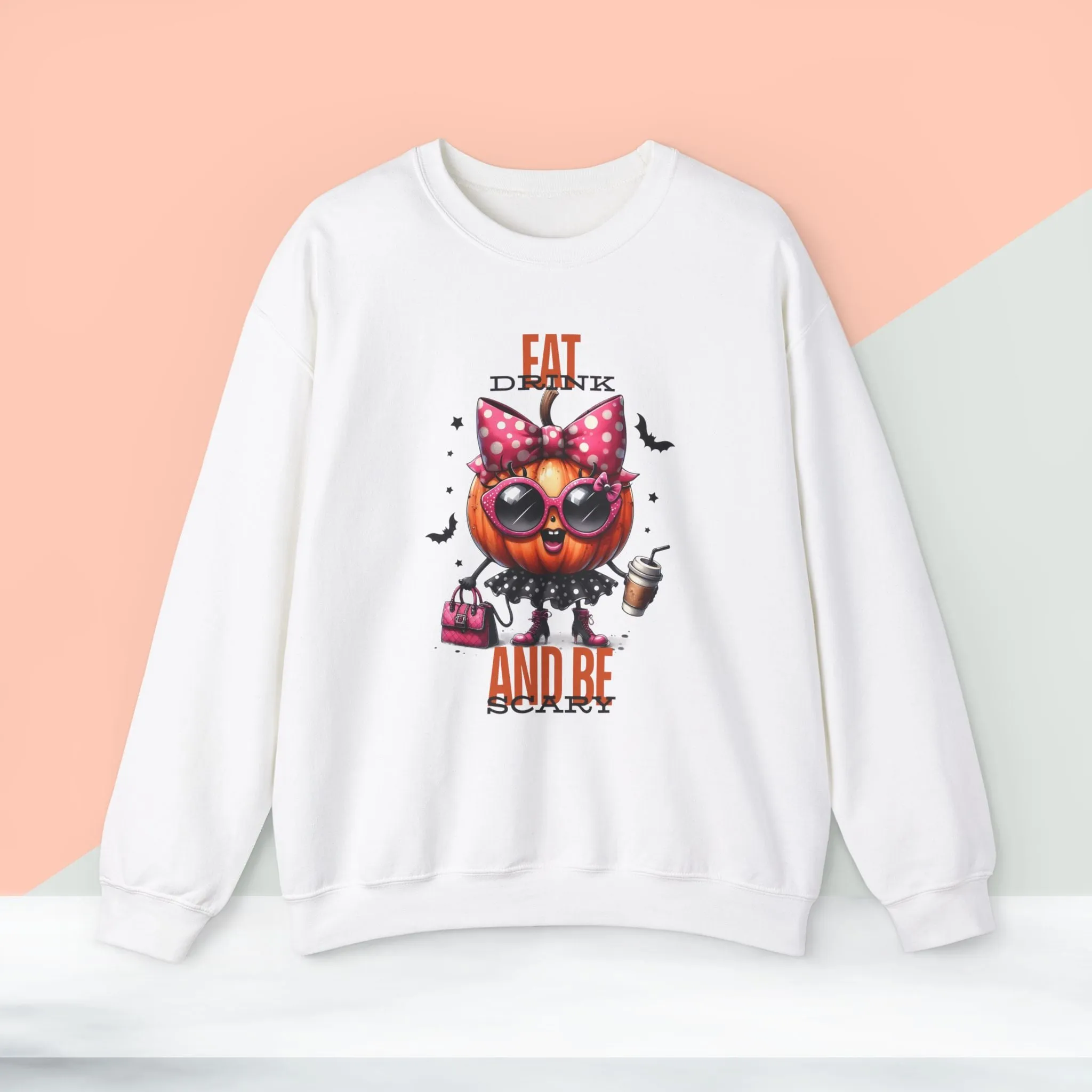 Eat Drink And Be Scary Halloween Sweatshirt, Happy Halloween Sweatshirt - Unisex Heavy Blend Crewneck, Halloween Sweatshirt, Cute Spooky Ghost sweatshirt.