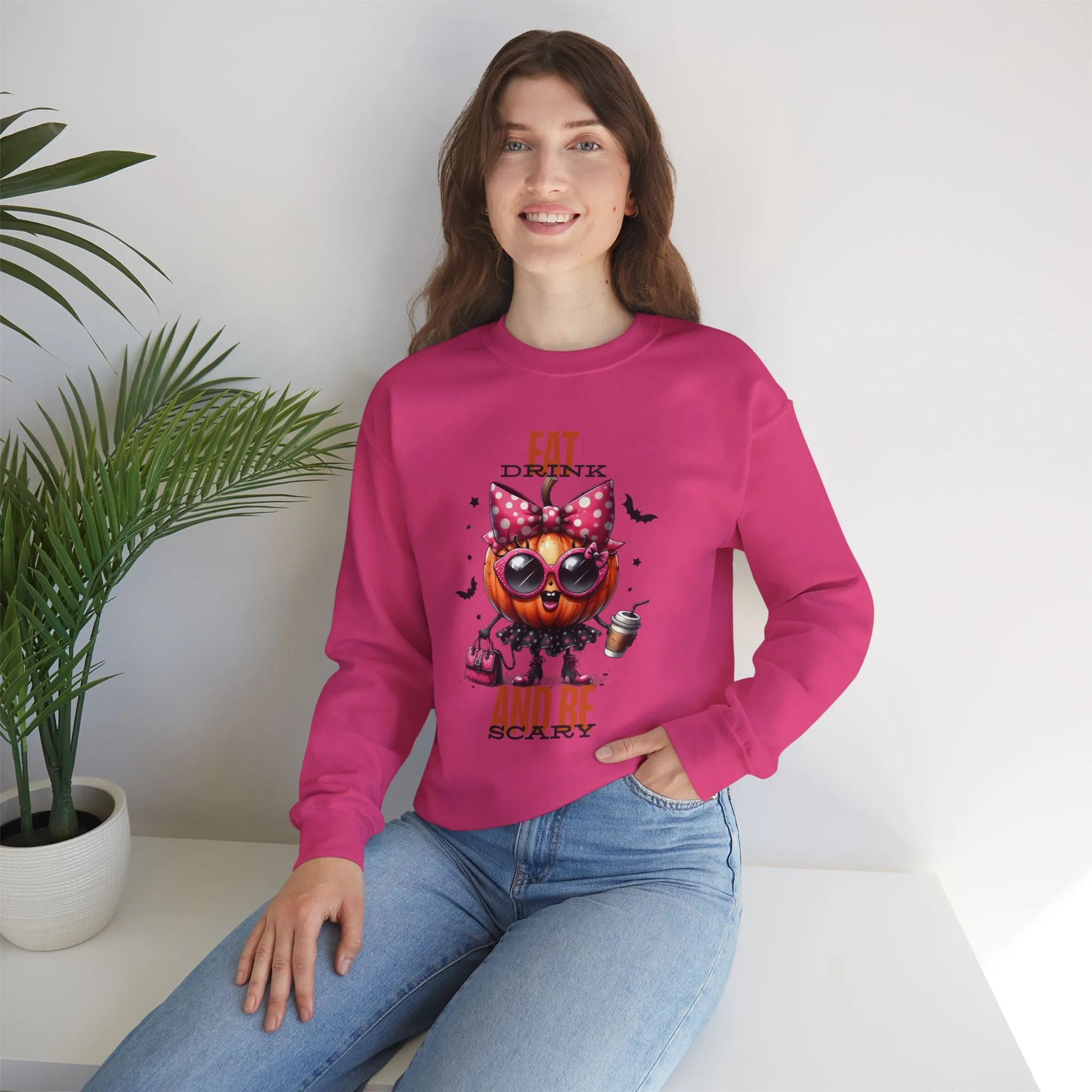 Eat Drink And Be Scary Halloween Sweatshirt, Happy Halloween Sweatshirt - Unisex Heavy Blend Crewneck, Halloween Sweatshirt, Cute Spooky Ghost sweatshirt.