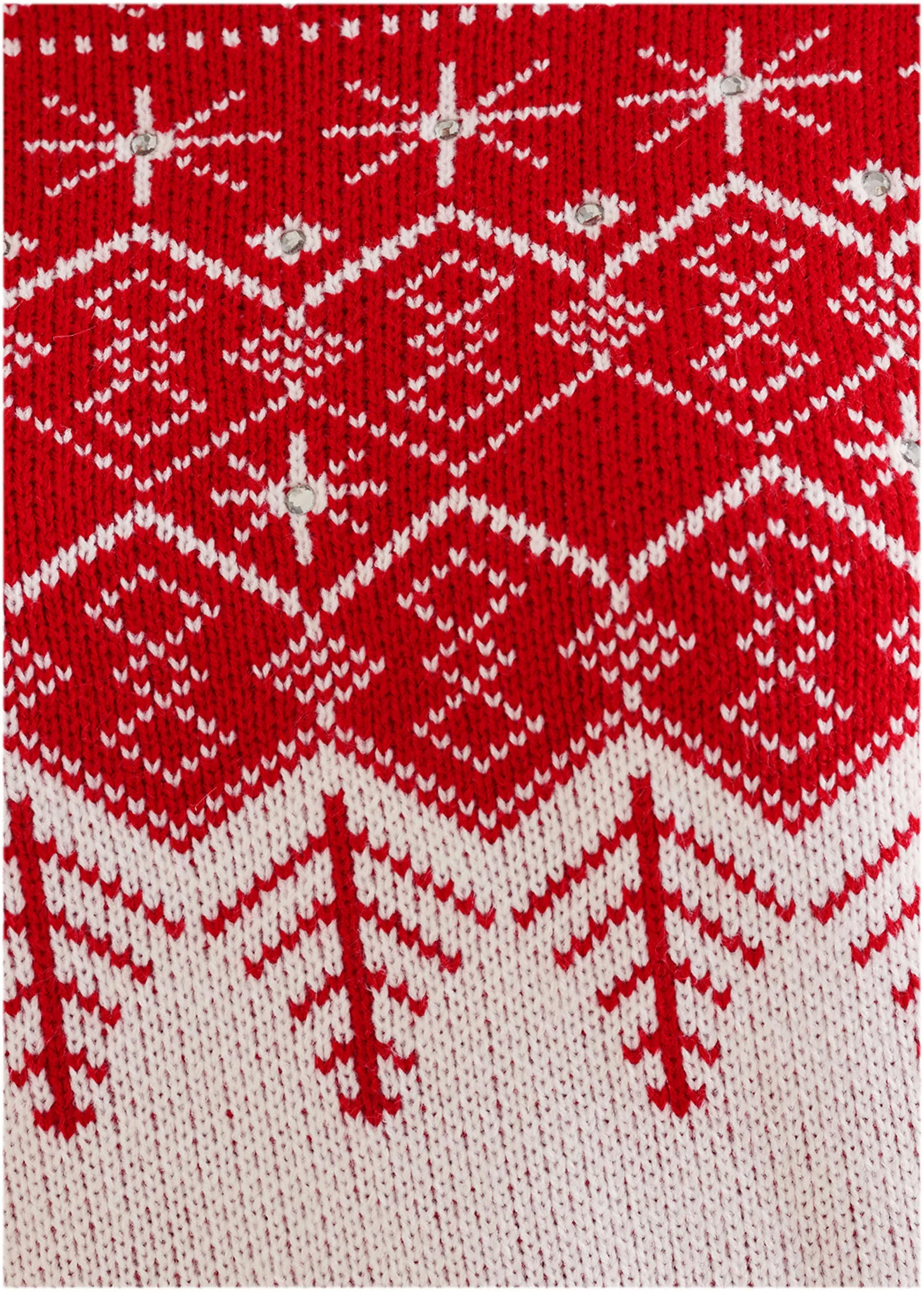 Embellished Holiday Sweater - Red Snowflake Multi