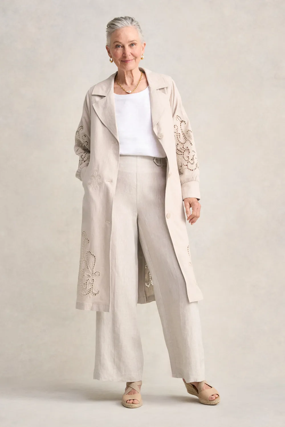 Embroidered Trench Coat